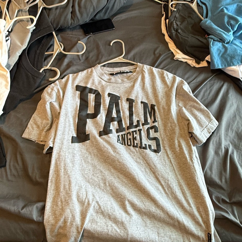 Palm Angels Black and Gray Short Sleeve Tee